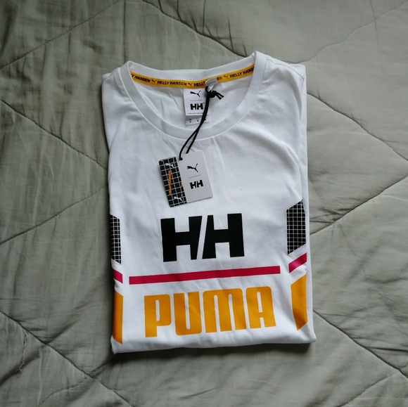 PUMA X HELLY HANSEN puma white graphic tshirt 100% cotton Medium NWT - Picture 13 of 14